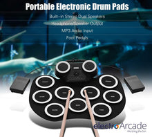 Load image into Gallery viewer, Portable Electronic drum kit set with 9 larger digital pads
