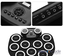 Load image into Gallery viewer, Portable Electronic drum kit set with 9 larger digital pads
