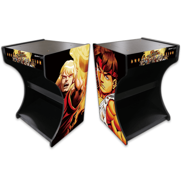 MiniBeast bartop arcade machine stand with anime character artwork.