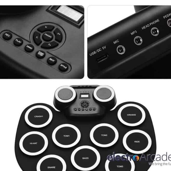 Portable Electronic drum kit set with 9 larger digital pads