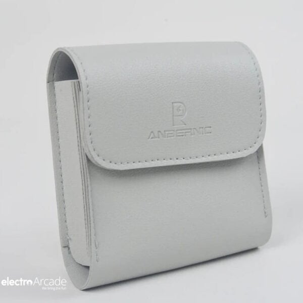 Anbernic RG35XXSP leather travel bag case in light gray color.