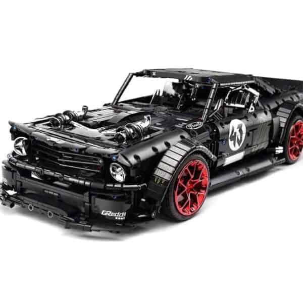 Detailed 1965 Mustang model with Hoonicorn design, perfect for brick car enthusiasts.
