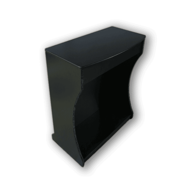Black arcade pedestal stand for gaming machines and Pandora Box systems.