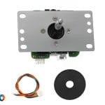 Electronic arcade component with circuit board, wiring, and mounting plate.