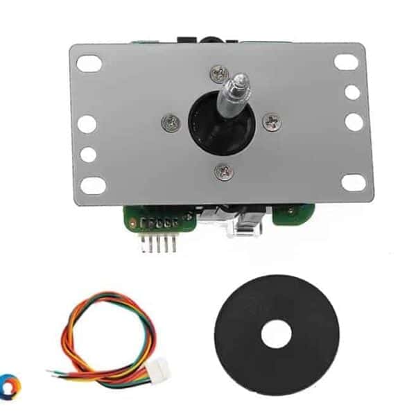 Electronic arcade component with circuit board, wiring, and mounting plate.