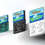 Compact Anbernic RG35XX Pro gaming device with 3.5-inch IPS screen and dual analog controls.