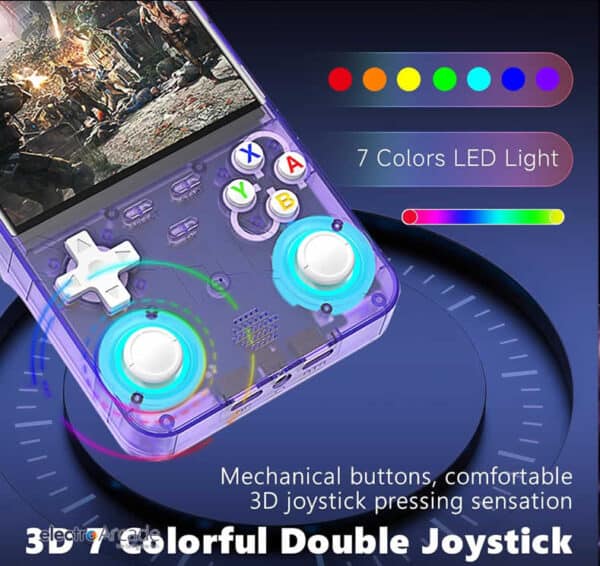 Colorful double joystick with LED lights and mechanical buttons.