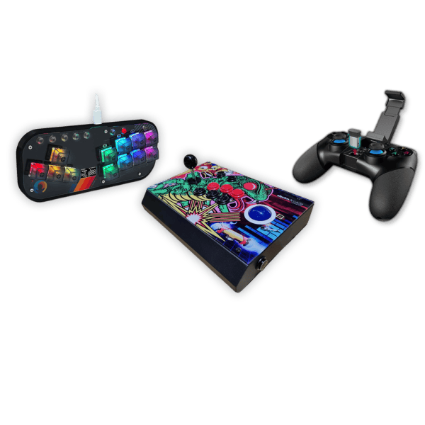 Gaming controllers and arcade accessories for immersive gameplay.