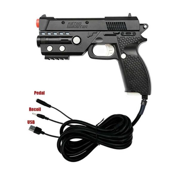 Reaper light gun kit with pedal, recoil, and USB connection for arcade gaming.