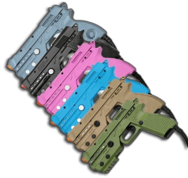 Assorted Reaper Light Gun Kits in various colors for arcade gaming.